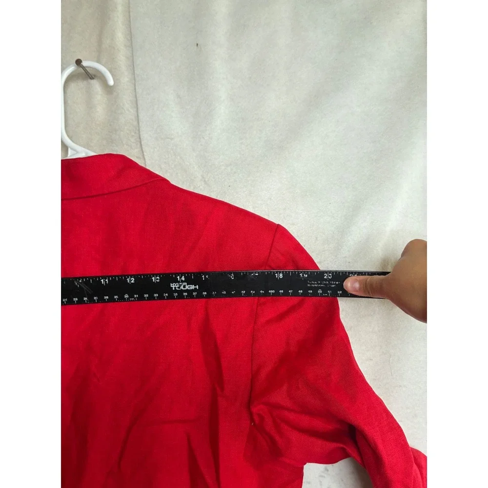 Casual Corner Vintage Red Linen Blazer Jacket Size 8 RN 58973 MISSING BUTTON